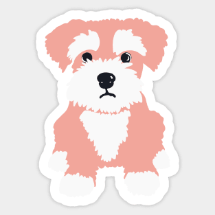 Sweet Pink Miniature Schnauzer Puppy on Dark Blue Background Sticker